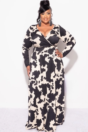 Final Sale Plus Size 2pc Maxi Skirt Set in Black and Tan Flexible Waistband