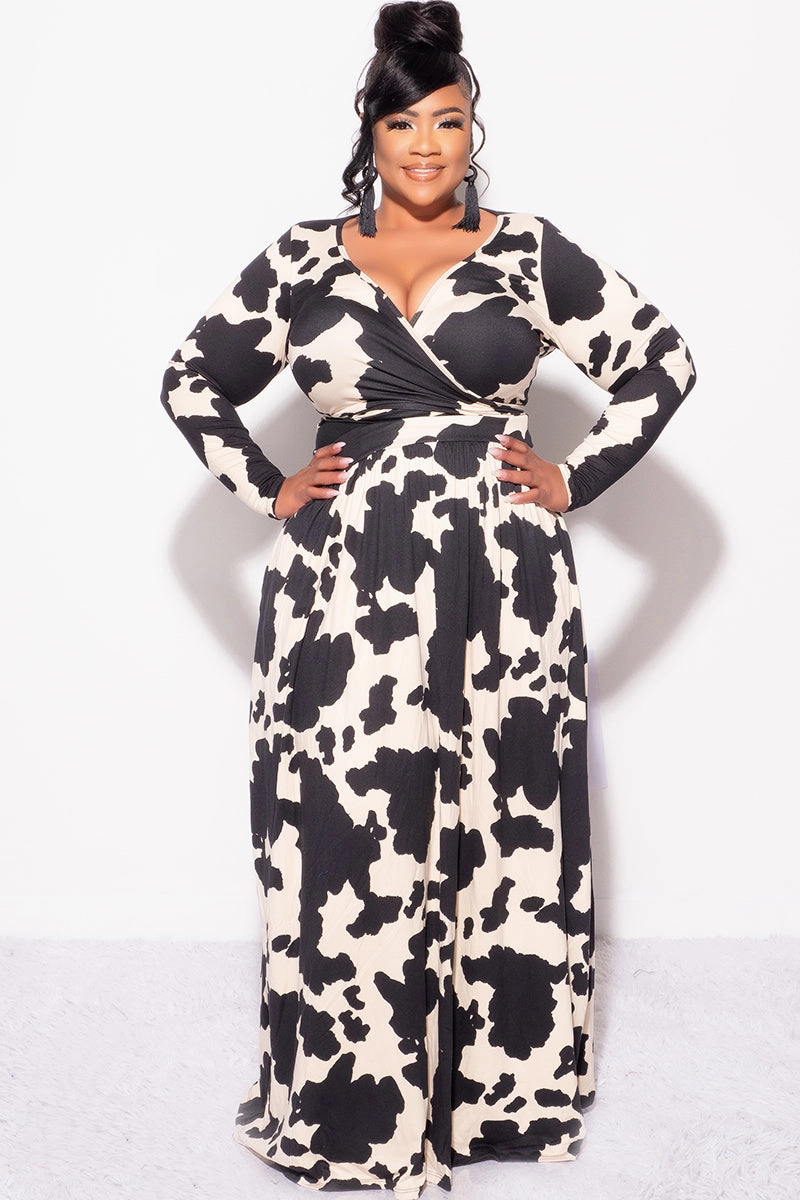 Final Sale Plus Size 2pc Maxi Skirt Set in Black and Tan Soft Performance High Waist