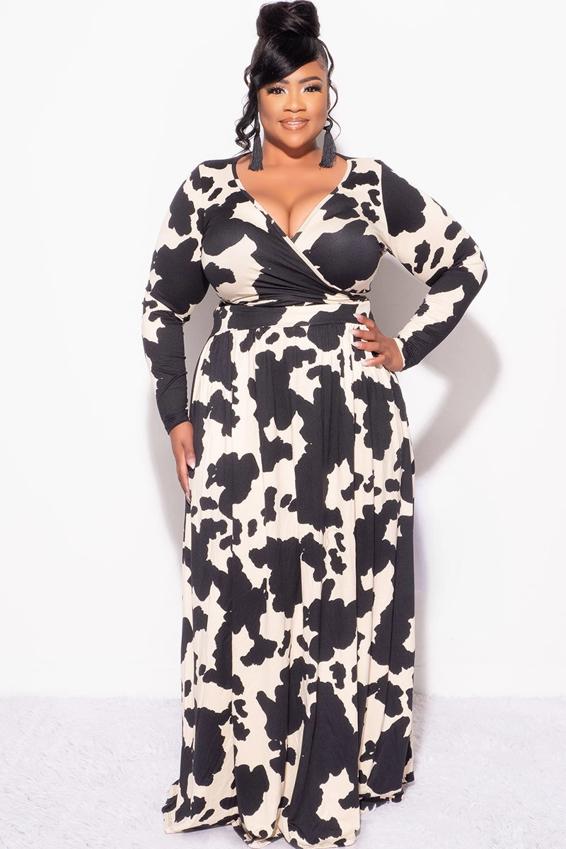 Final Sale Plus Size 2pc Maxi Skirt Set in Black and Tan Full Motion