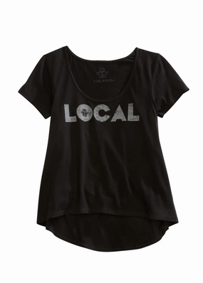 Tin Haul Womens Distressed Local Black 100% Cotton S/S T-Shirt Cocktail Event Traveler??s Choice