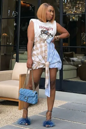 Outdoor Adventure Plaid detail Veronica Howdy Bubble Skirt