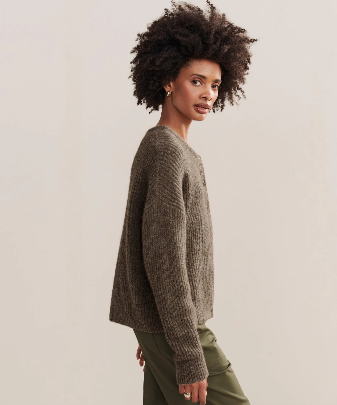 Bamboo Fiber Blend Hayes Crewneck Cardigan