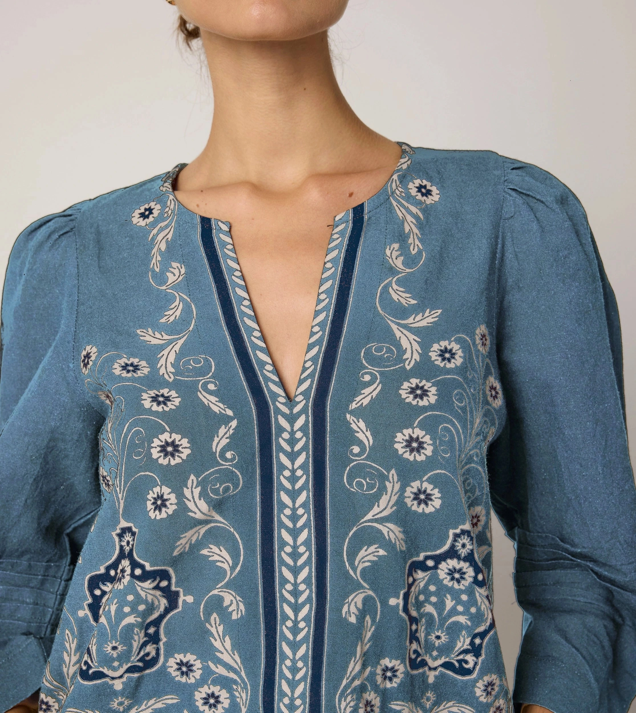 Tear Resistant Fiber Blend Farrah Blouse | Cardamon Blue