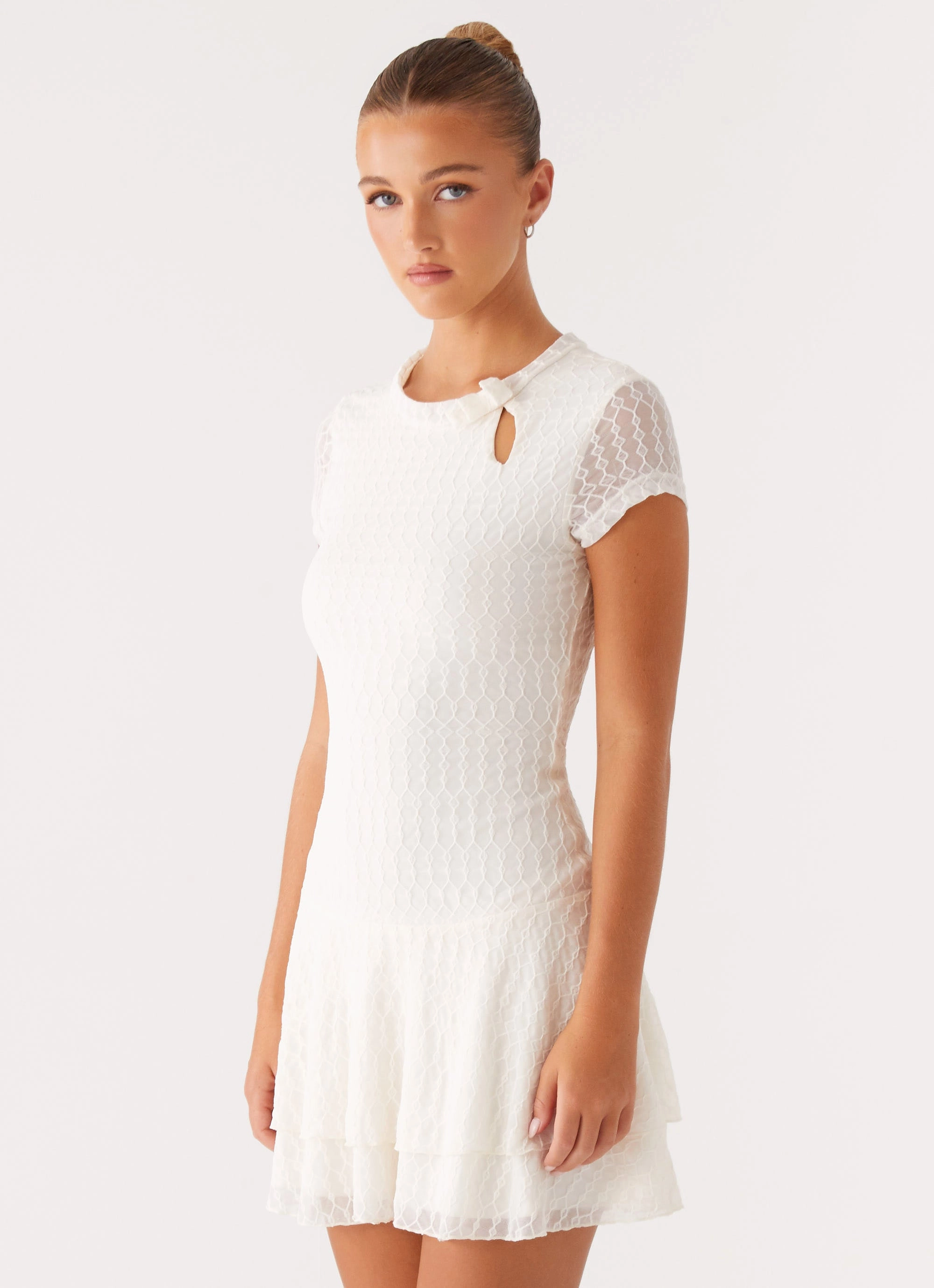 Flowy Cut Esty Mini Dress - Ivory
