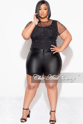 Layering Essential Chill Ready Final Sale Plus Size Shorts in Black Faux Leather