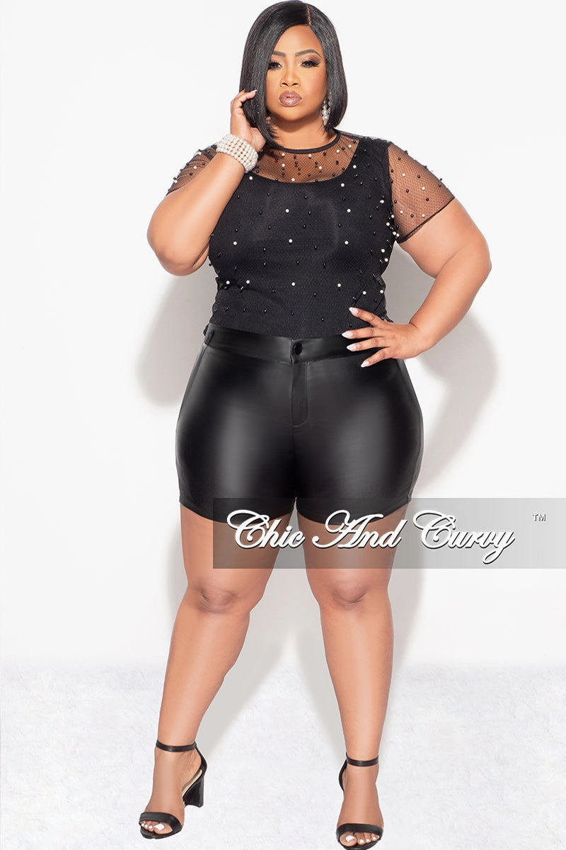 Layering Essential Chill Ready Final Sale Plus Size Shorts in Black Faux Leather
