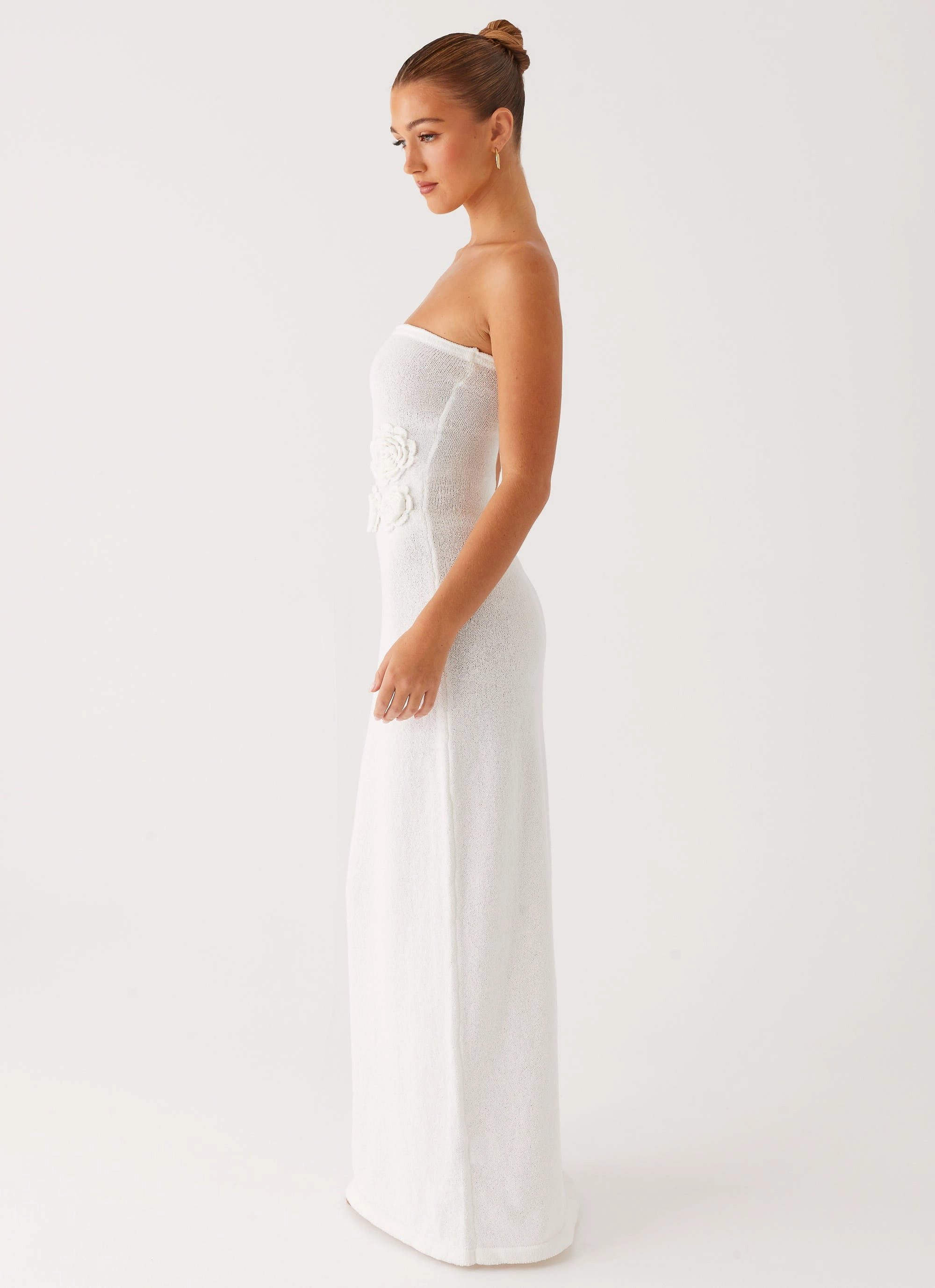 Peach Tone Quick Fit Arli Strapless Maxi Dress - Ivory