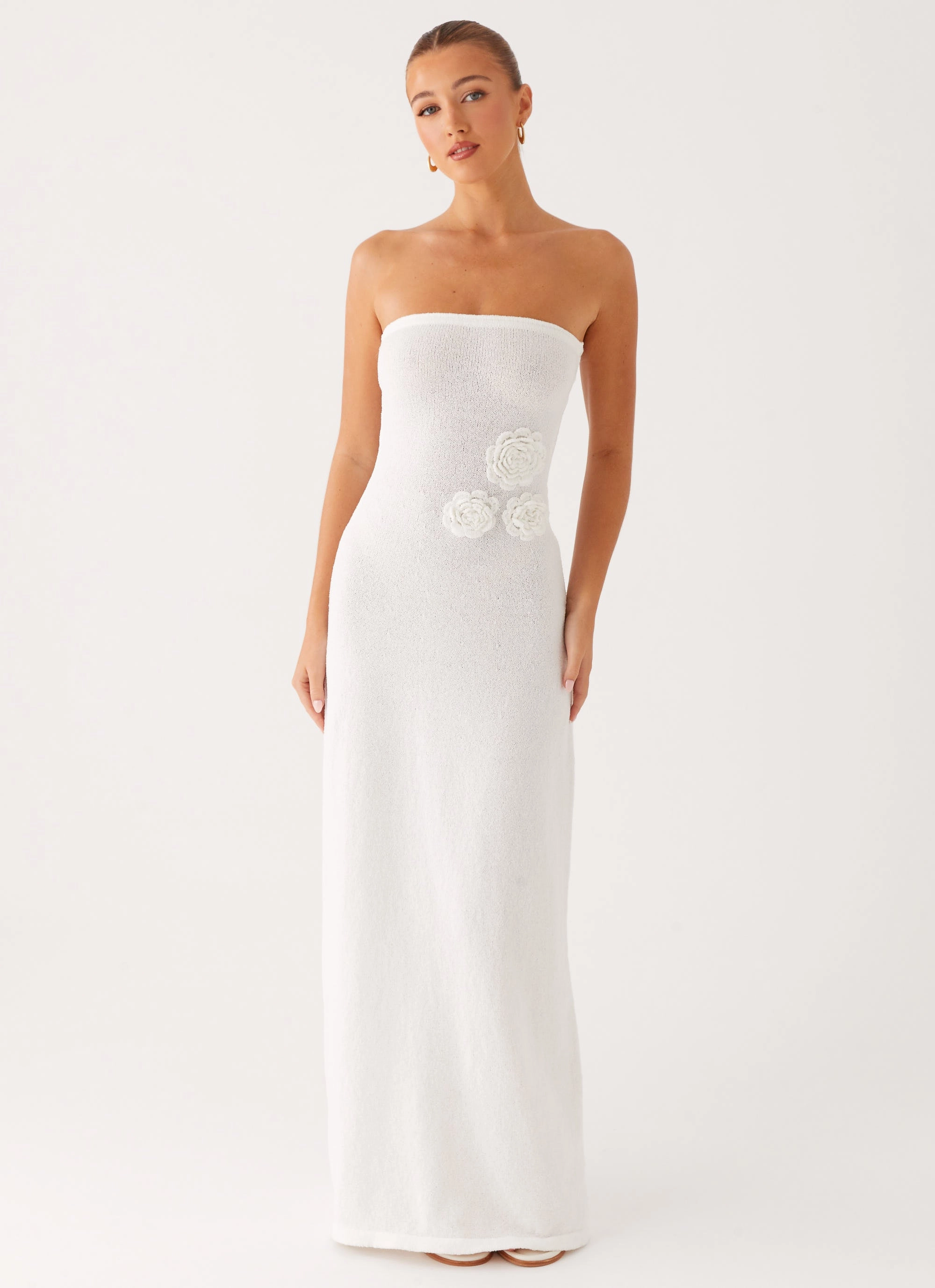 Sheer-Overlay Arli Strapless Maxi Dress - Ivory
