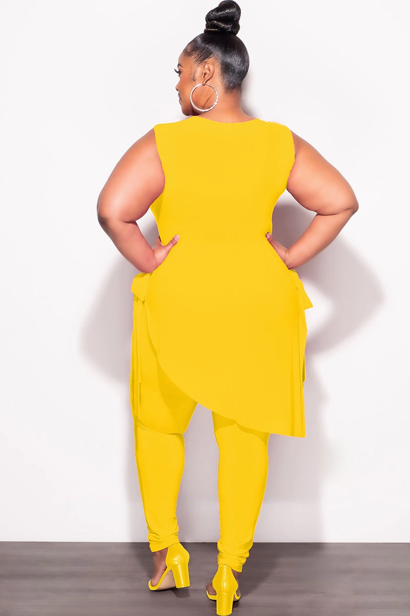 clean look Final Sale Plus Size 2pc Sleeveless Top and Pants Set in Yellow
