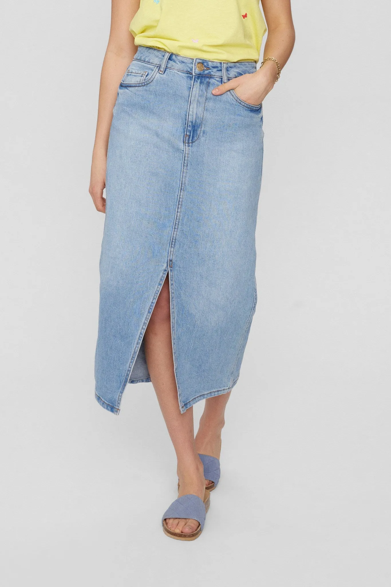 NUTORONTO SKIRT - Medium Blue Denim clean design Abrasion Resistant Material