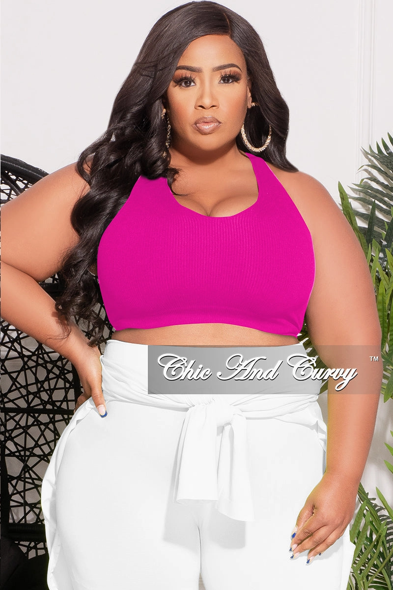 Final Sale Plus Size Ribbed Racerback Tank Top in Neon Hot Pink Heat Dissipating Chic Vibe