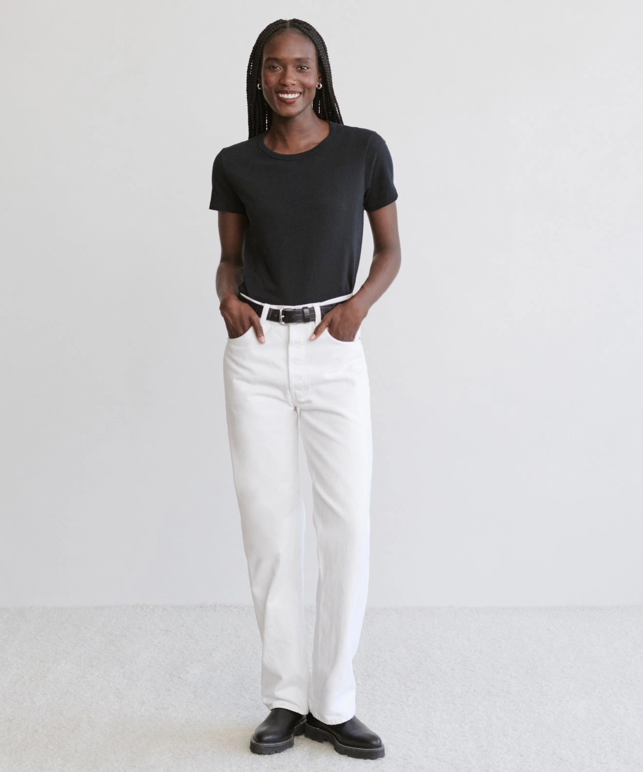 Cotton Slim Tee Ribbed collar