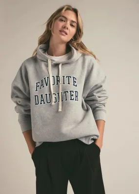 Favorite Daughter Collegiate Hoodie Heather Grey LayeredStyling Scoop Neck Shape