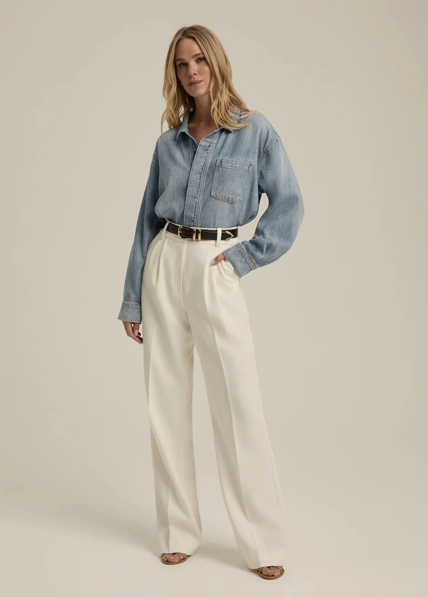 Favorite Daughter The Thinking About it Shirt Minimalist Stitching Button Down Collar