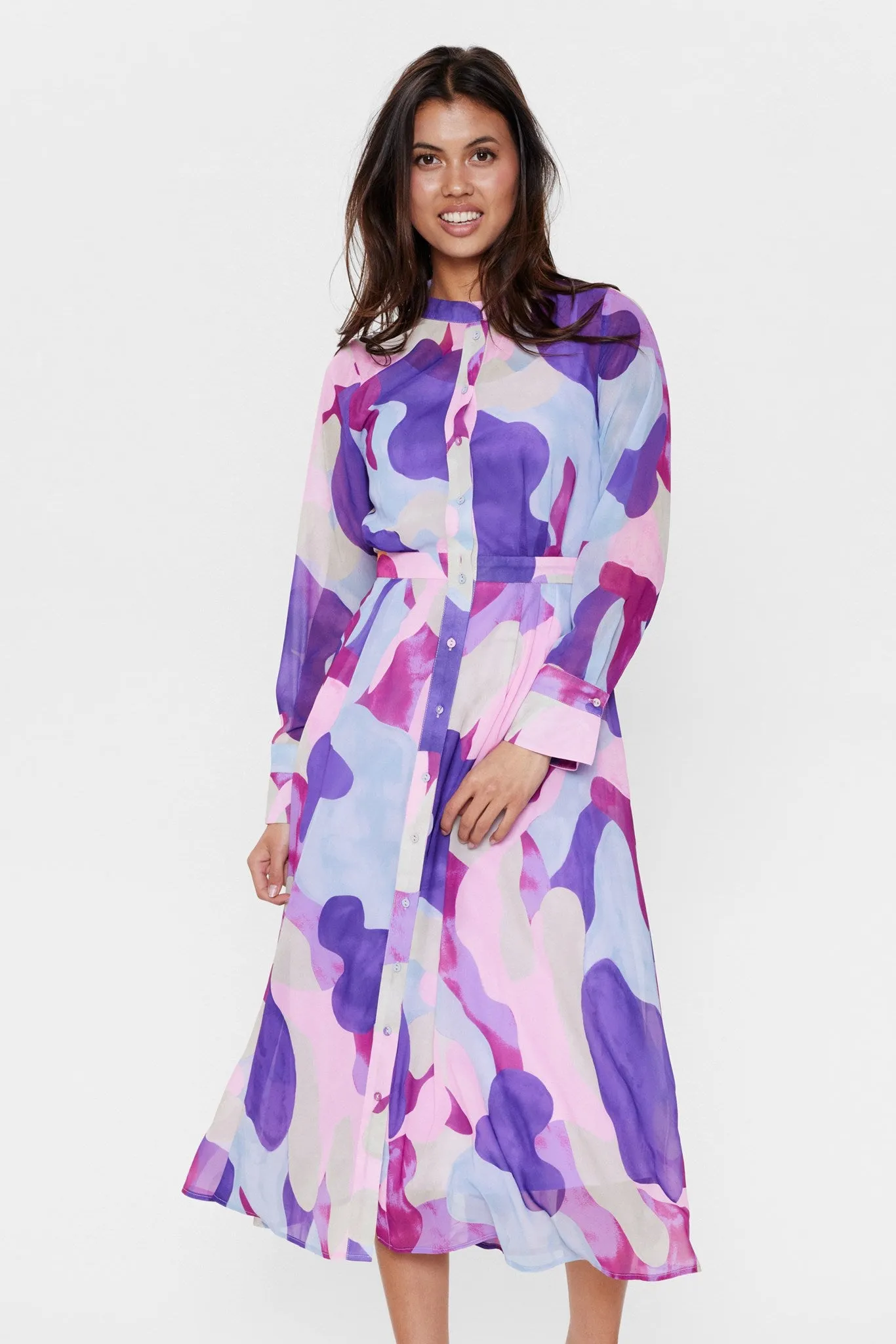 NUKYNDALL NEW DRESS - Tillandsia Purple Soft Motion button detail