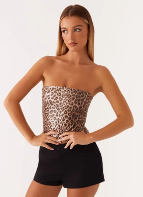 BrushedInnerLining Feeling Fierce Sequin Tube Top - Leopard Sequin