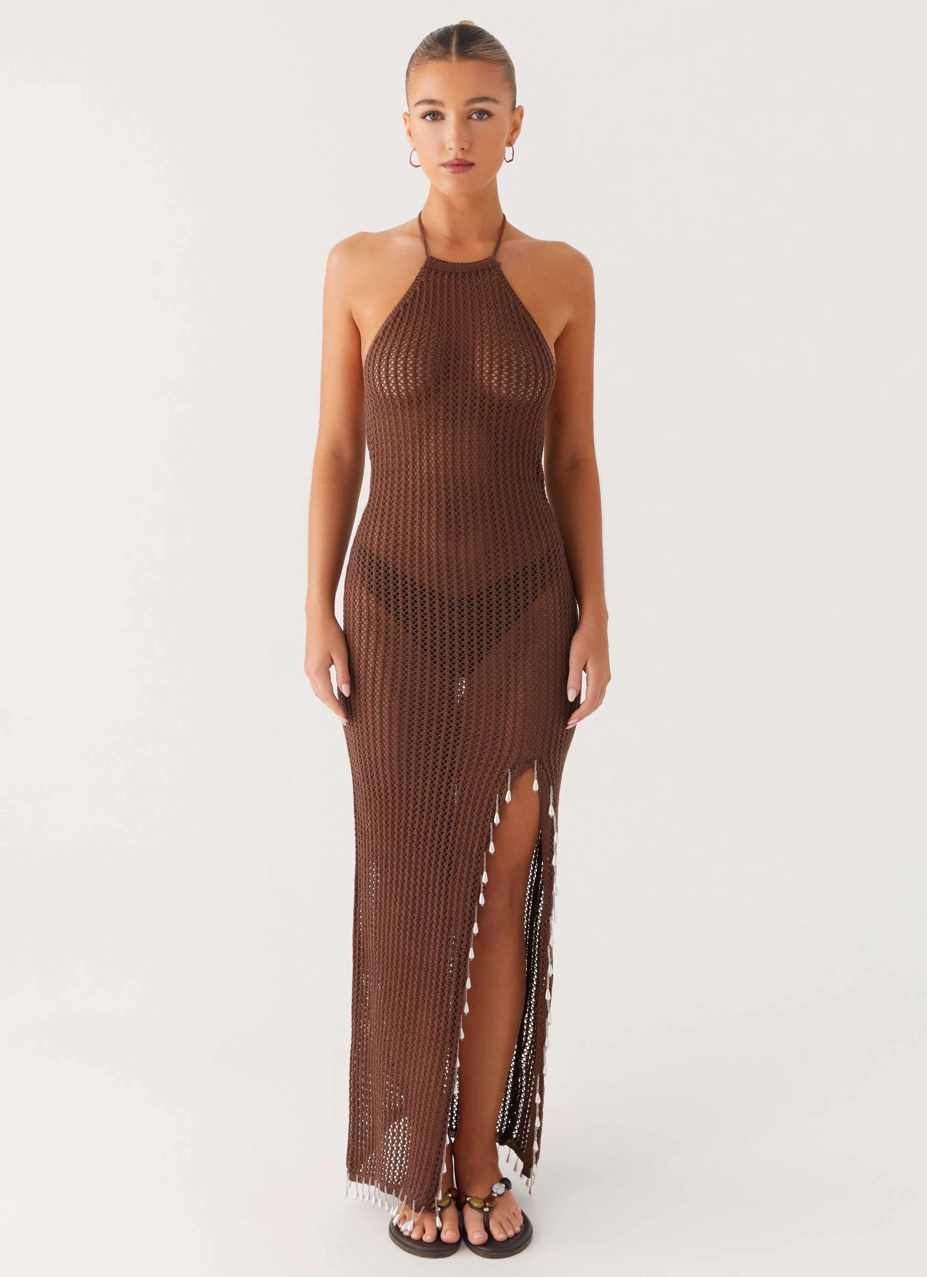 Fennella Beaded Maxi Dress - Chocolate Sporty Comfort
