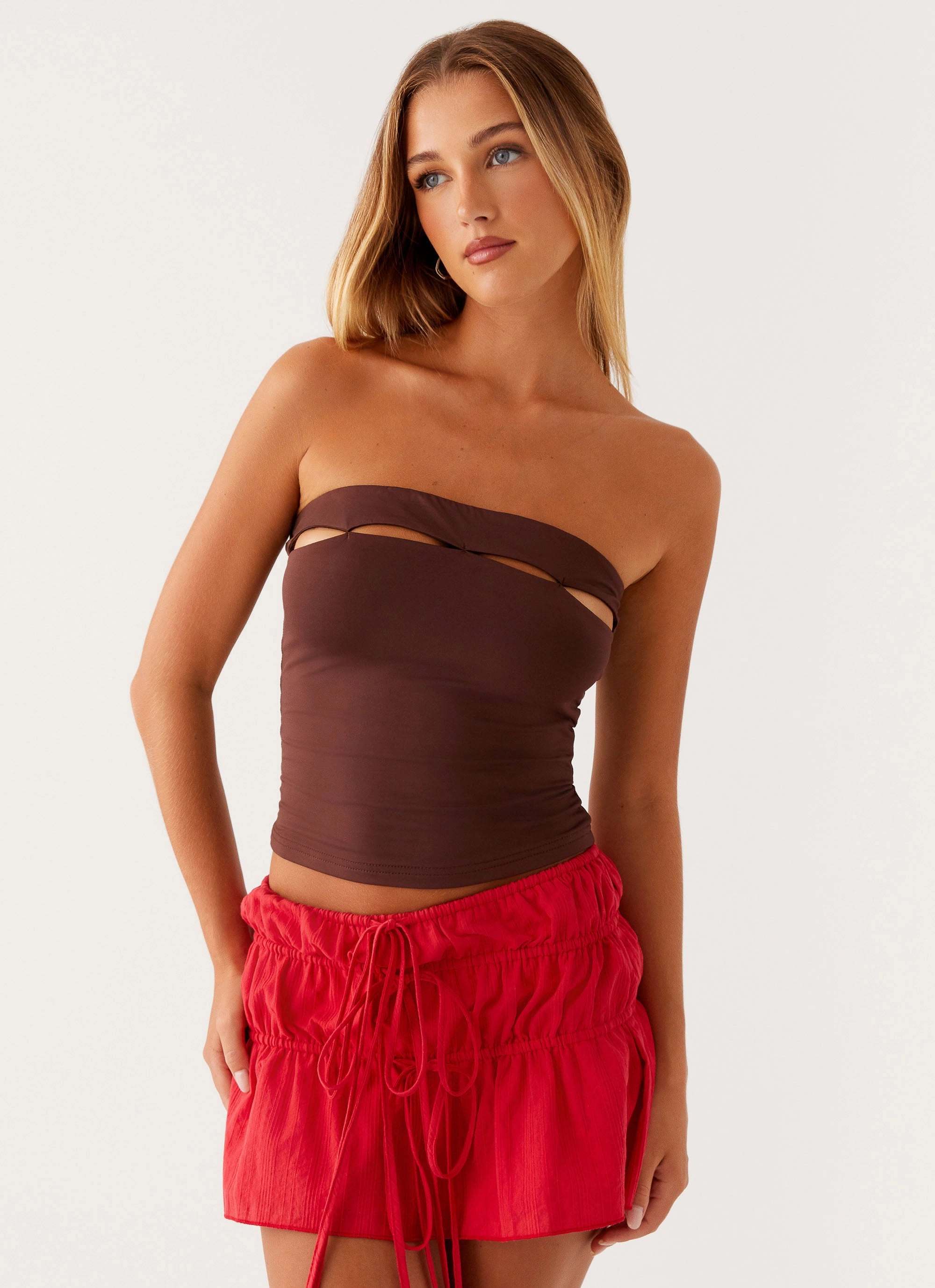 SweatWicking Fabric Fia Tube Top - Chocolate