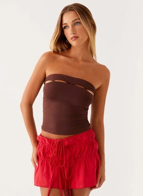 SweatWicking Fabric Fia Tube Top - Chocolate