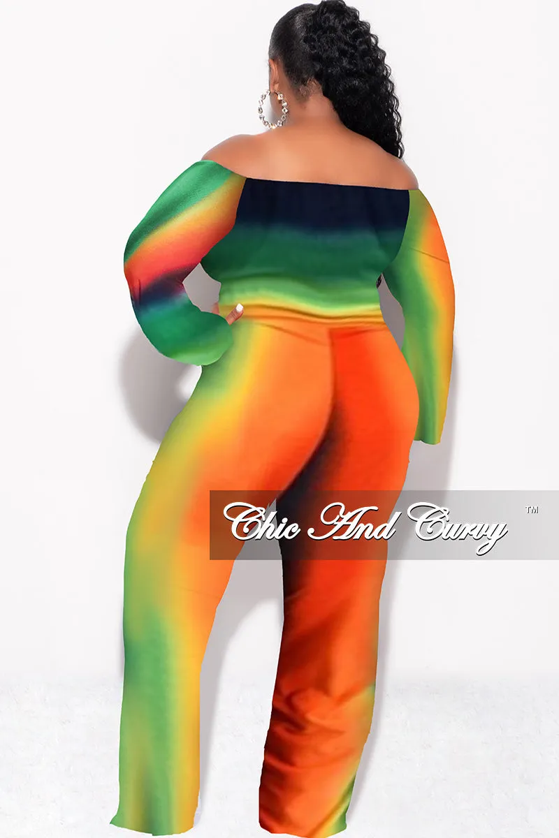 Perfect Design QuickReleaseFastenings Final Plus Size Front Tie Jumpsuit in Orange, Yellow and Navy Ombre