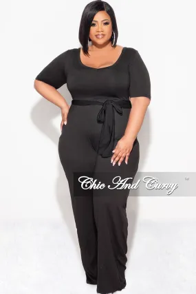 Ultimate Wear Final Sale Plus Jumpsuit with Tie in Black