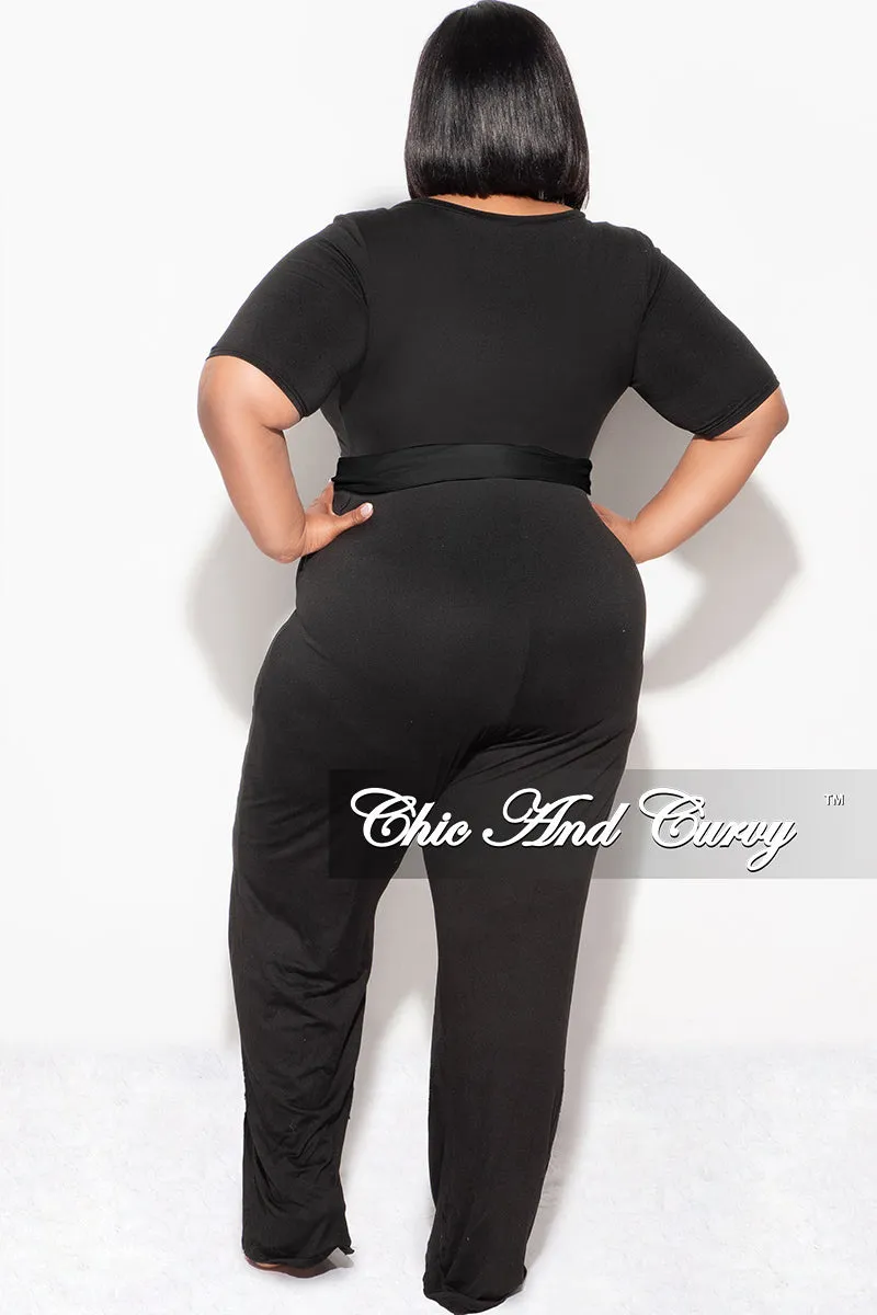 Body Fit Outdoor Comfort Fit Final Sale Plus Jumpsuit with Tie in Black