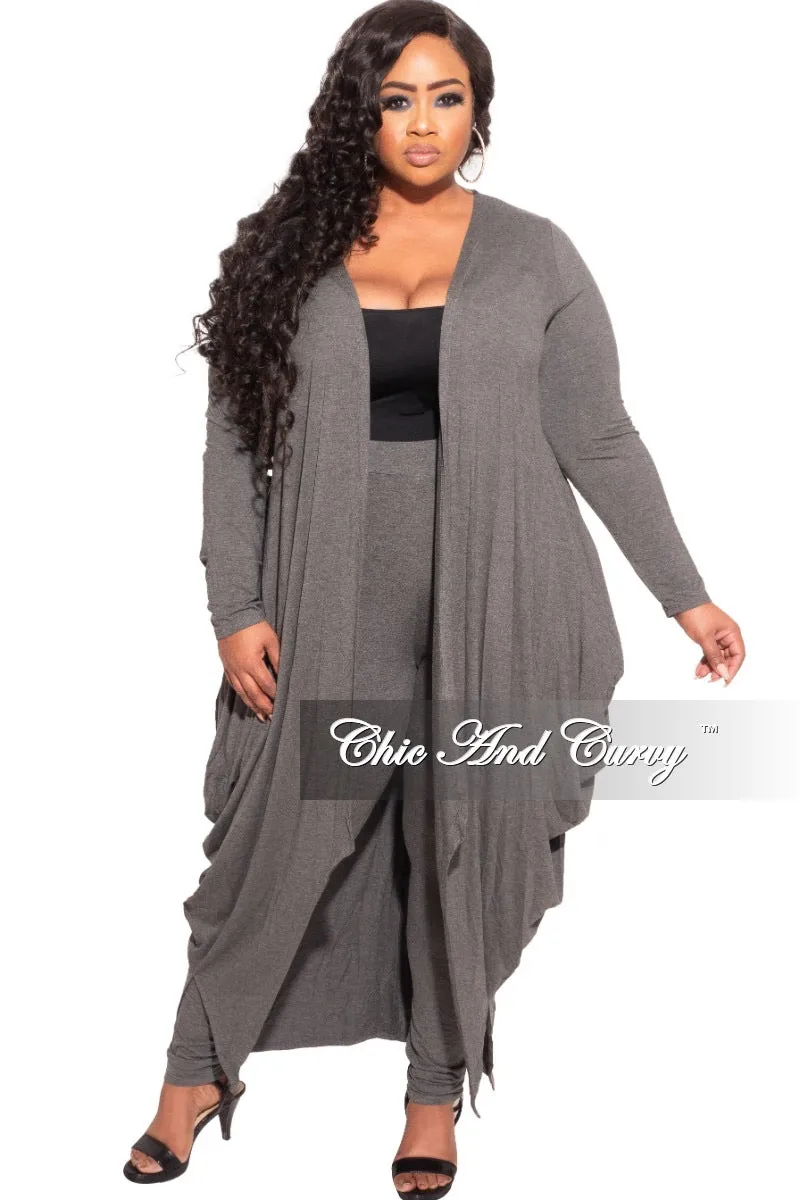 *Final Sale Plus Size 2-pc Set Duster and Leggings in Charcoal Quick Movement Wear Breathable Performance Wear