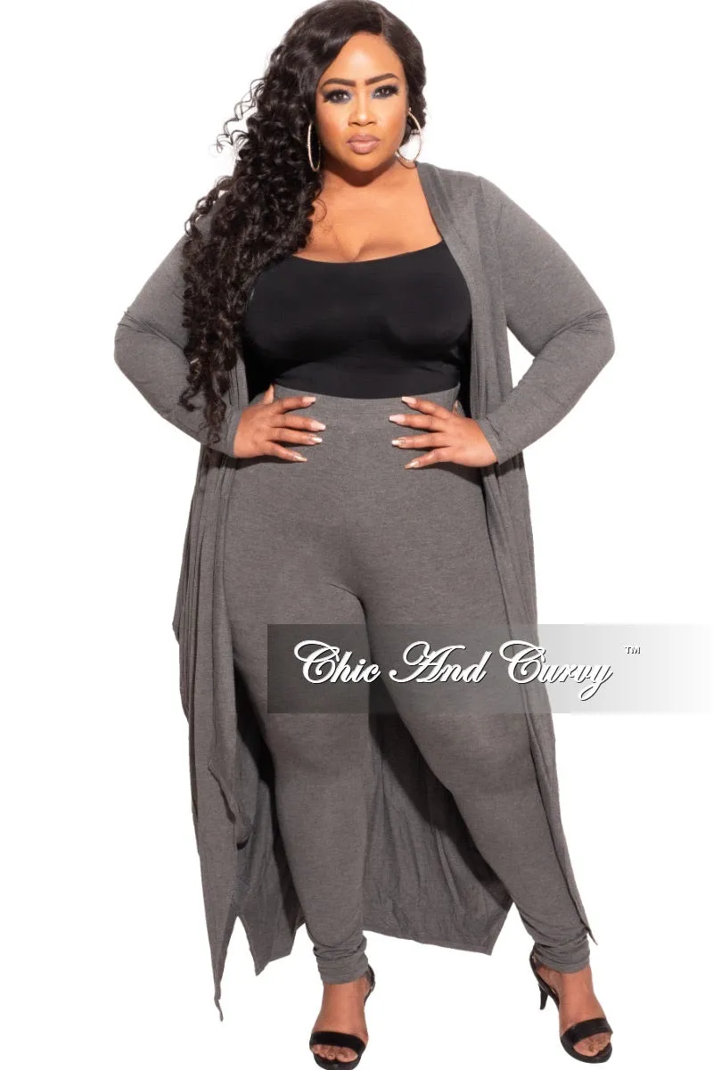 Outdoor Essentials Easy Wear *Final Sale Plus Size 2-pc Set Duster and Leggings in Charcoal