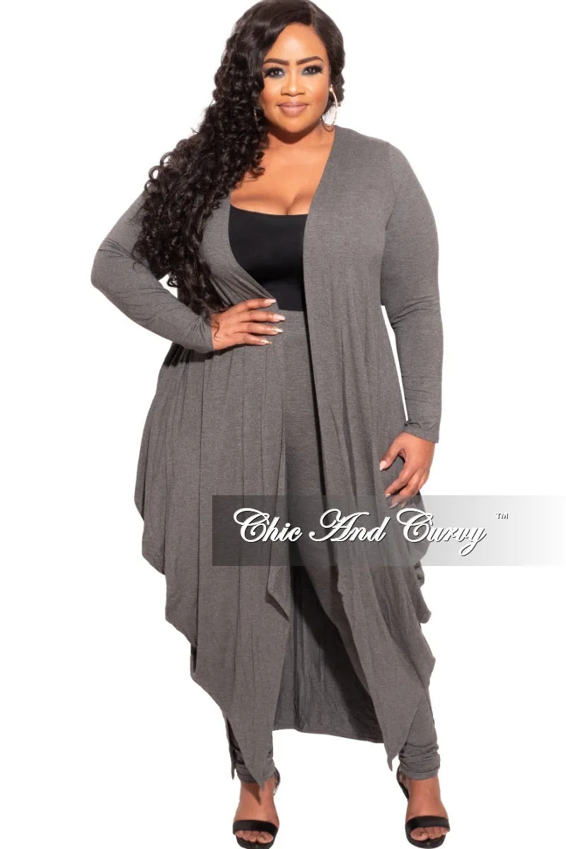 Airy Feel Sporty Chic *Final Sale Plus Size 2-pc Set Duster and Leggings in Charcoal