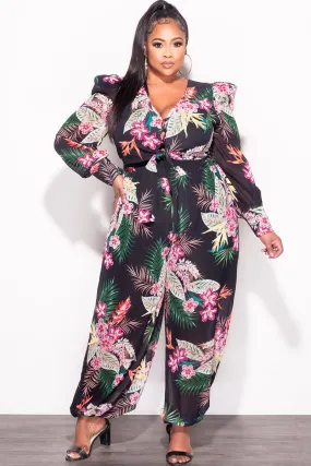 Final Sale Plus Size 2pc Chiffon Blouse and Pant Set Floral Print Cozy Feel No Gap Waist Construction