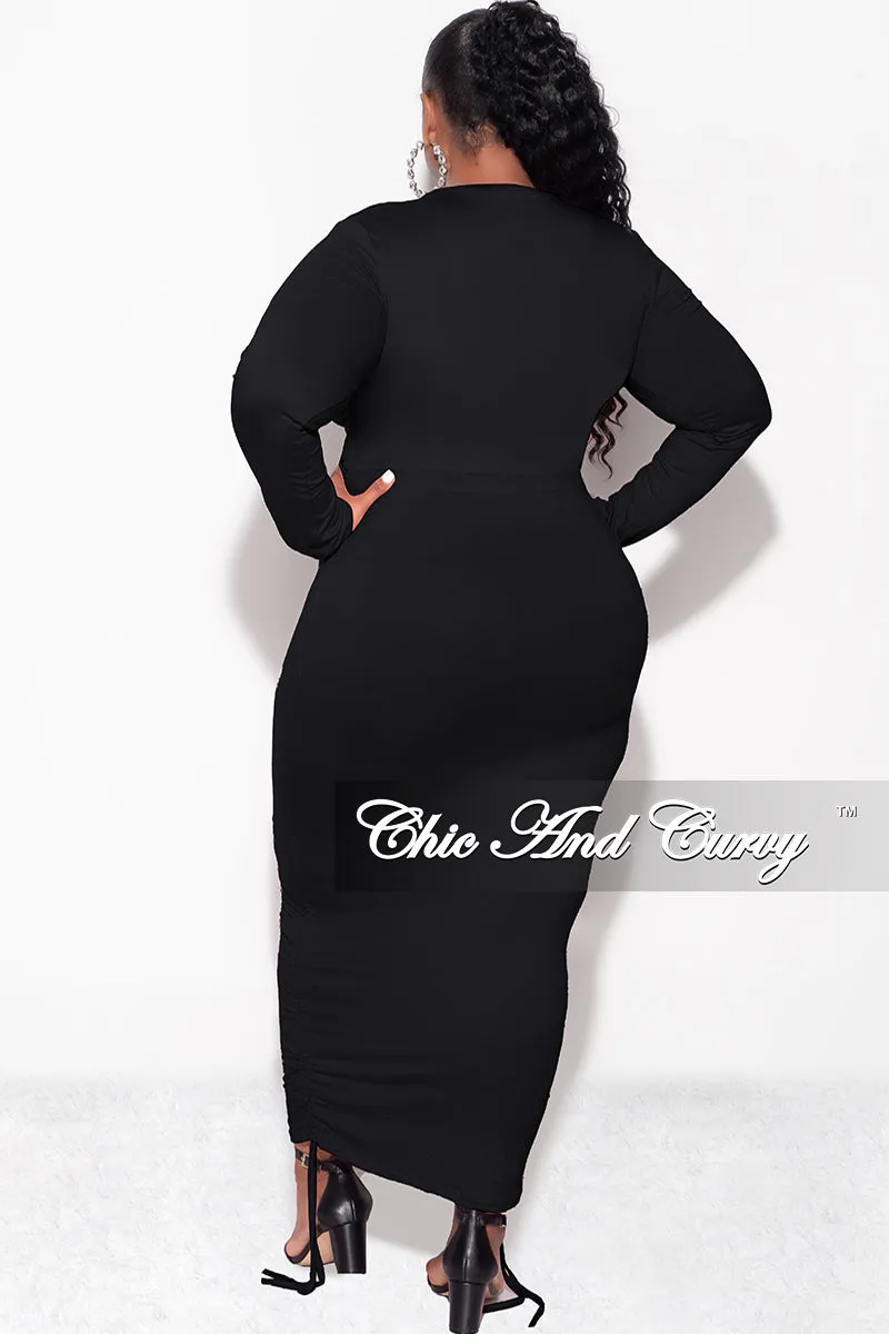 Packable Fit Final  Sale Plus Size 2pc Crop Top and High Waist Drawstring Ruched Skirt in Black