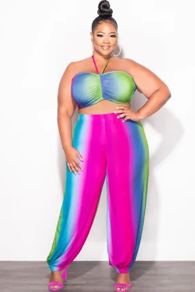 All Use Final Sale Plus Size 2pc Halter Set in Ombr?? Print