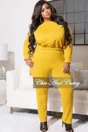 Final Sale Plus Size 2pc Lounge Set in Mustard Everyday Flex DoubleLayeredFabric
