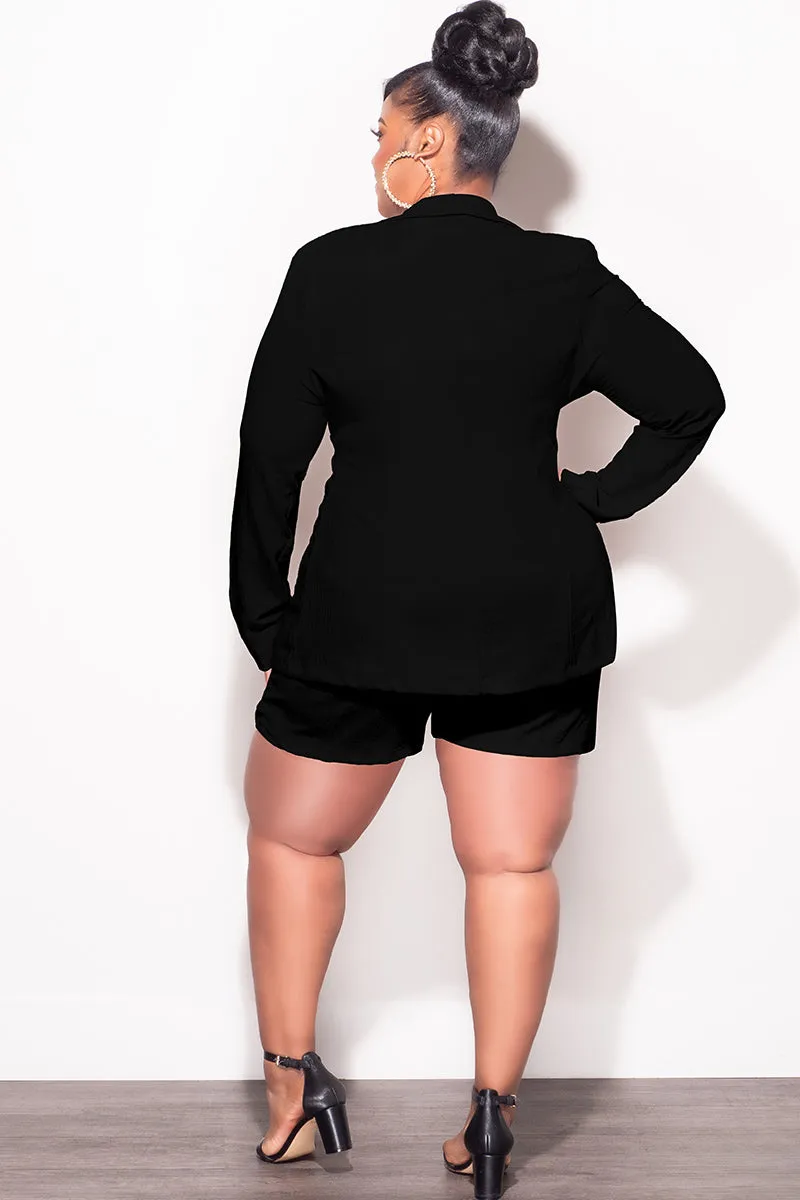 Final Sale Plus Size 2pc Shorts Suit in Black Tagless Labeling