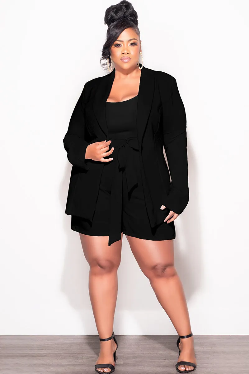 Final Sale Plus Size 2pc Shorts Suit in Black Dynamic Fit