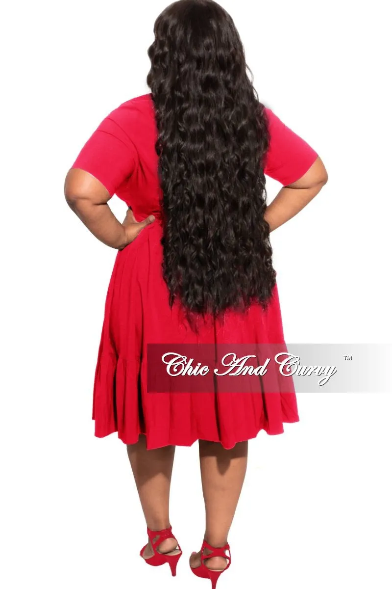 Final Sale Plus Size 3 Layer Bottom Dress in Red Travel Ready MoistureWicking