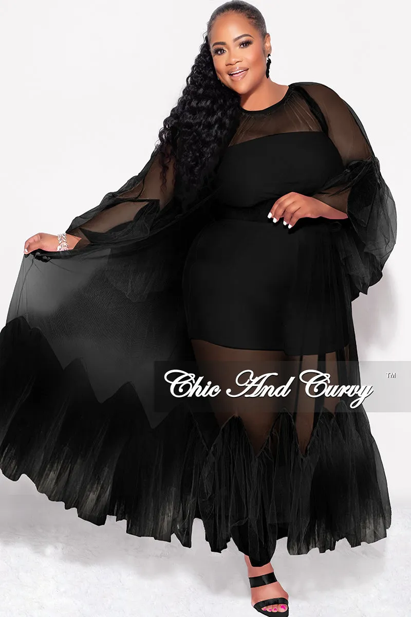 Final Sale Plus Size 3pc Tube Top, Shorts and Sheer Tulle Dress in Black TailoredSilhouette