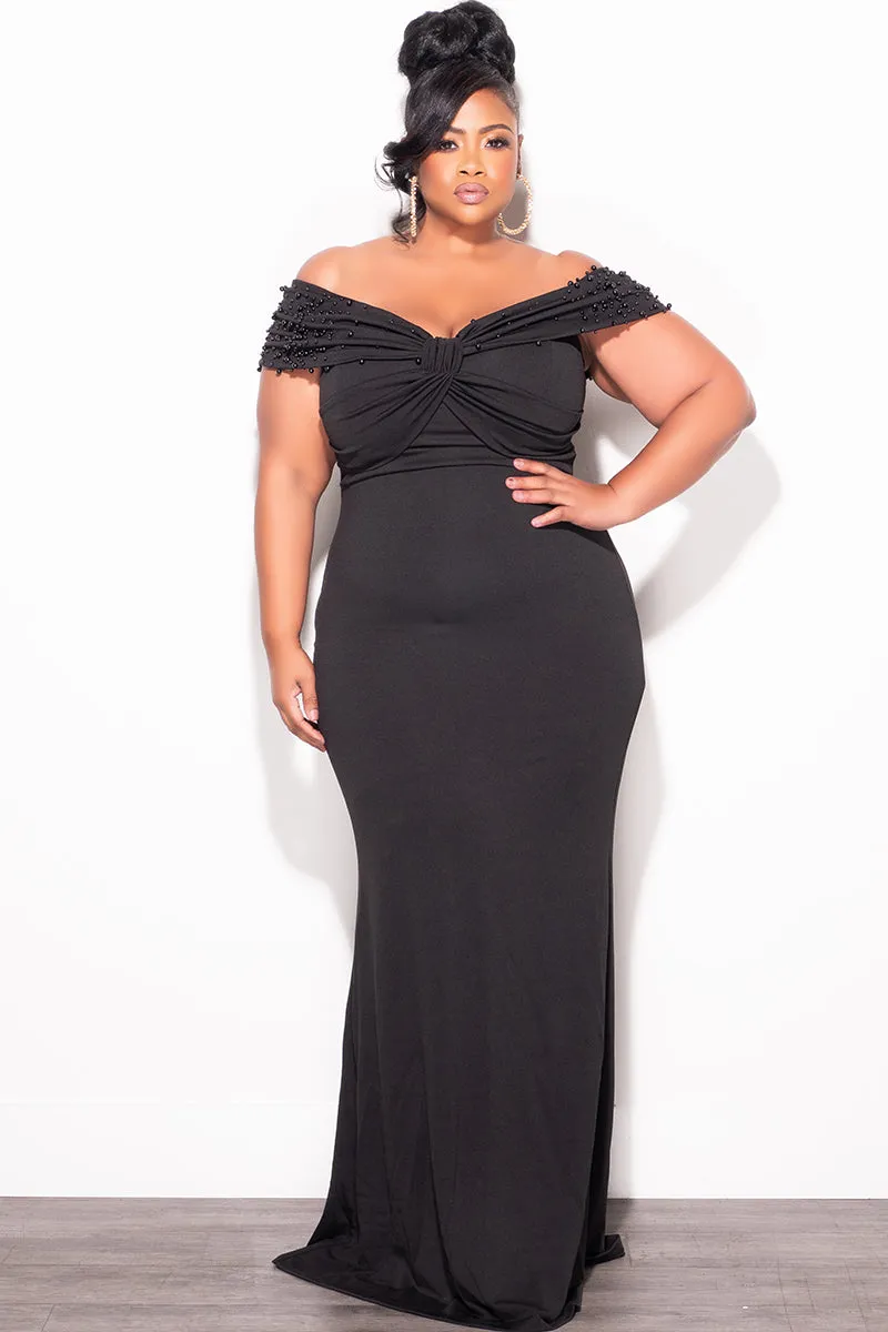 Casual Movement Final Sale Plus Size Beaded Gown in Black