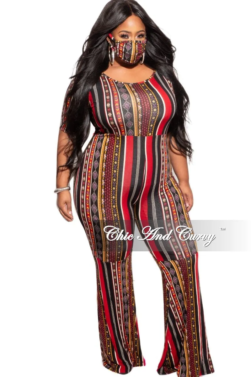 Flowy legs Final Sale Plus Size Bell Bottom Jumpsuit in Multicolor Stripe
