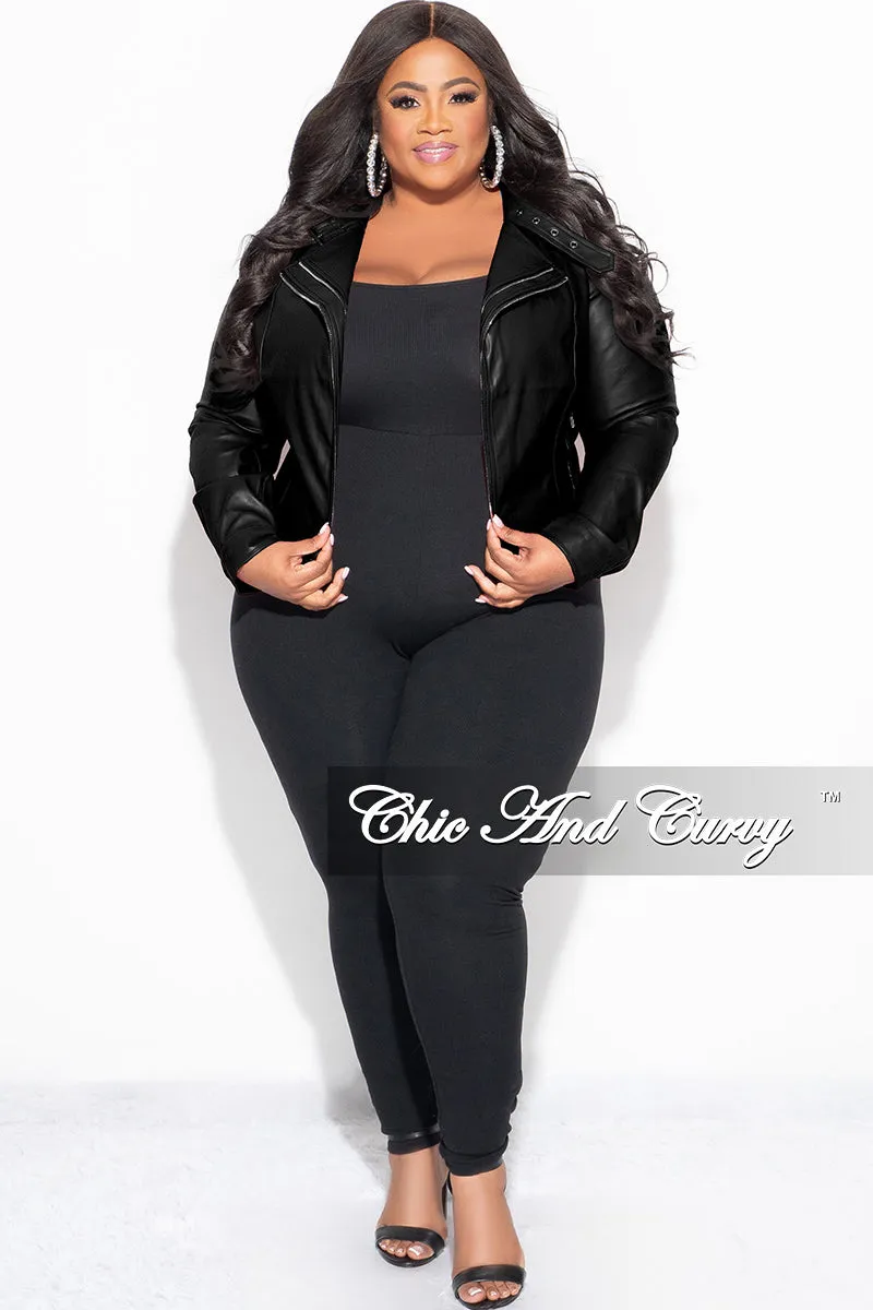 Sport Fit Final Sale Plus Size Biker Jacket in Black