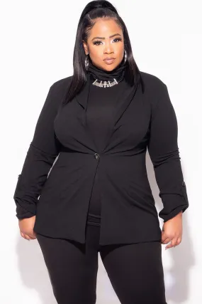 Breathable wear Smart Comfort Final Sale Plus Size Blazer in Black
