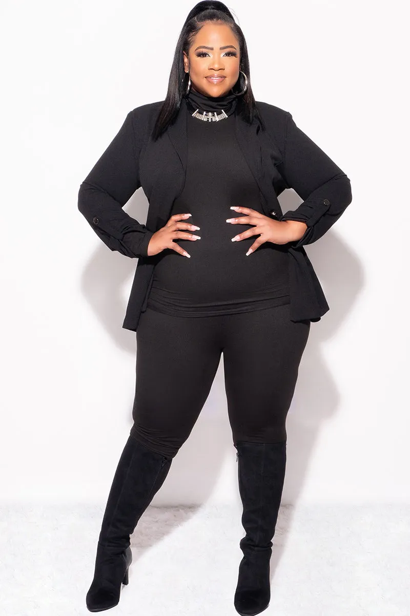 Final Sale Plus Size Blazer in Black Flexible Design sport chic