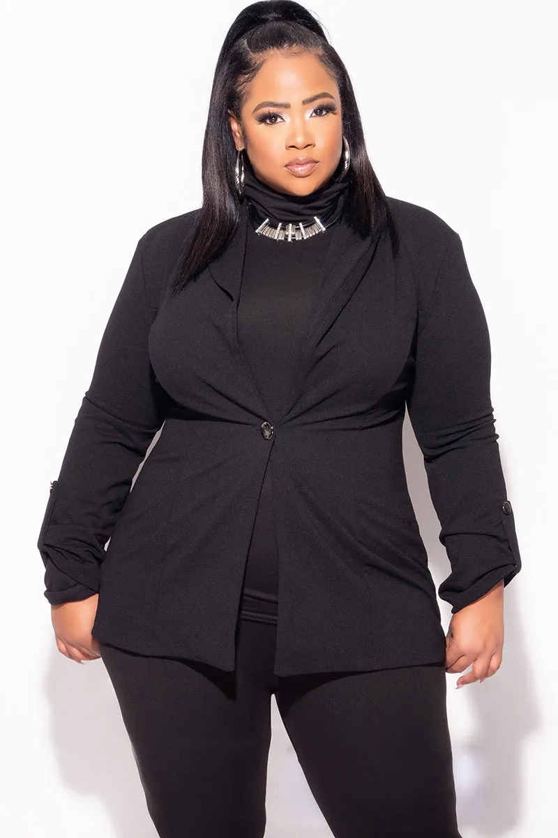 Breathable wear Smart Comfort Final Sale Plus Size Blazer in Black