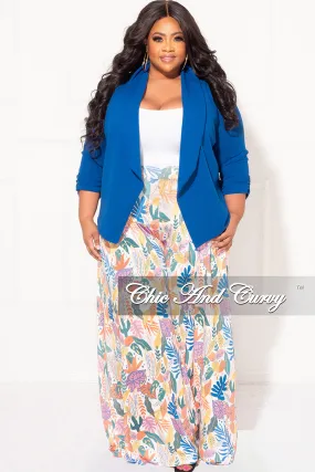 Final Sale Plus Size Blazer in Royal Blue ExtendedSizeRange ElasticCuffs
