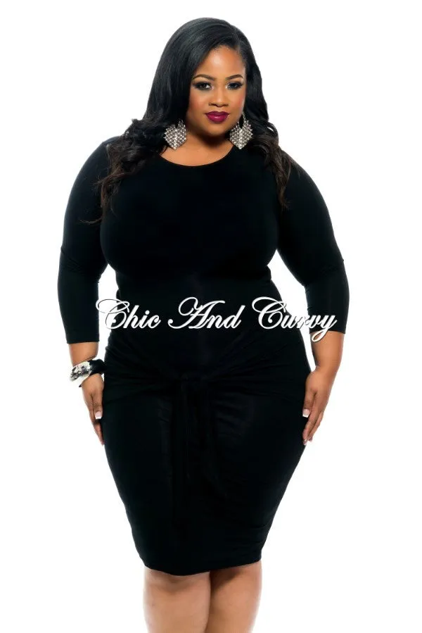 Final Sale Plus Size BodyCon with Tie Front in Black Outdoor Friendly