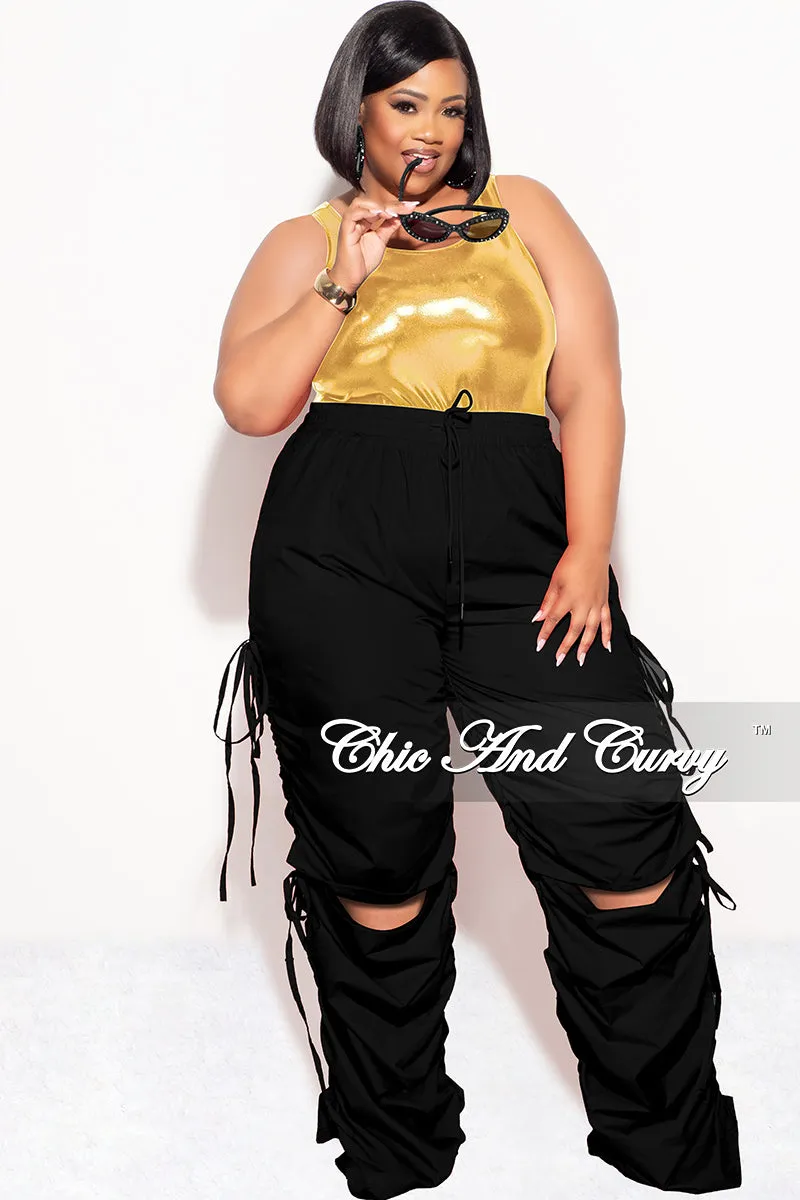 Final Sale Plus Size Bodysuit in Gold/Black Flexibility Built-In Breathable Layer Fit