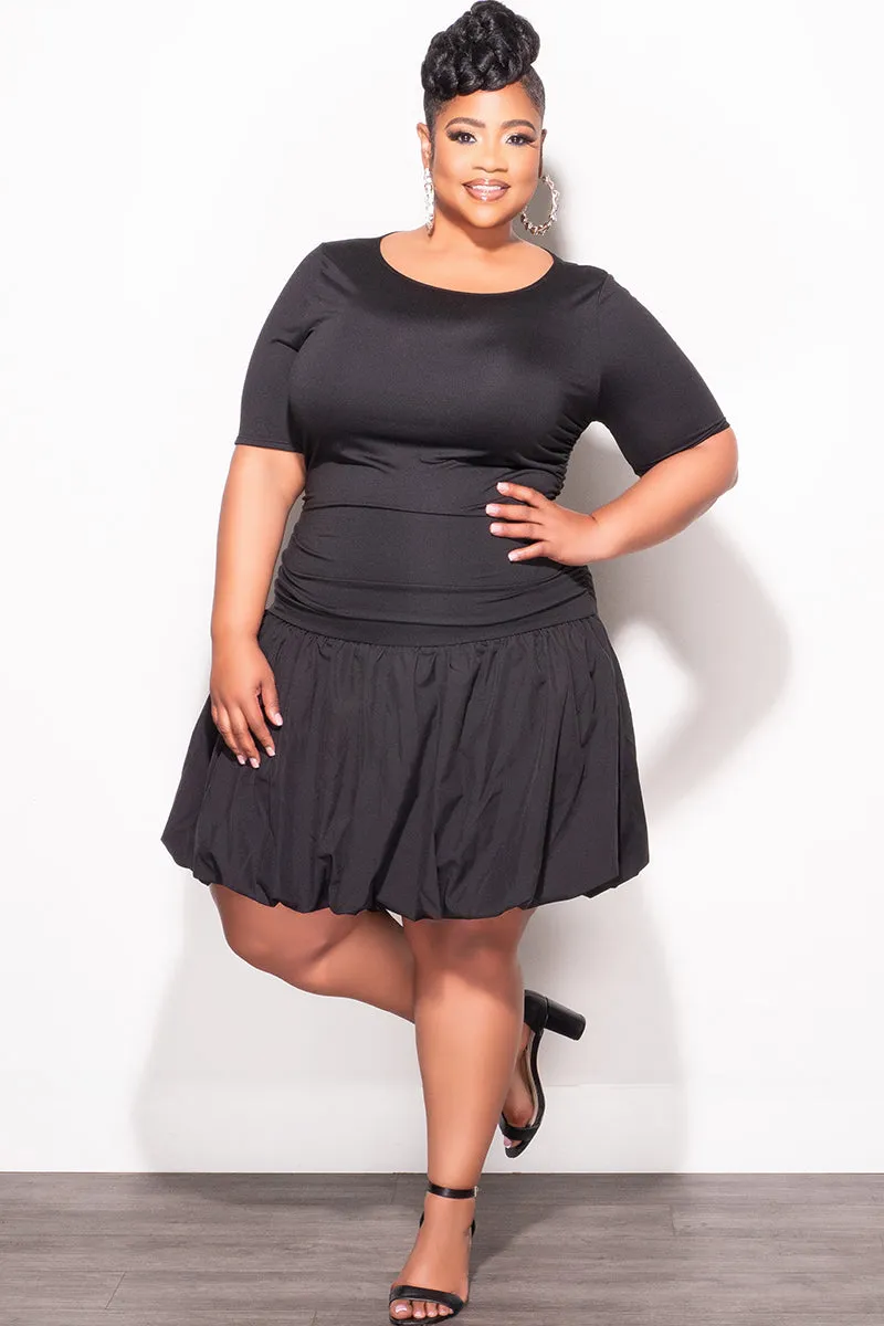 Workout Ready Final Sale Plus Size Bubble Dress with Ruched sides in Black