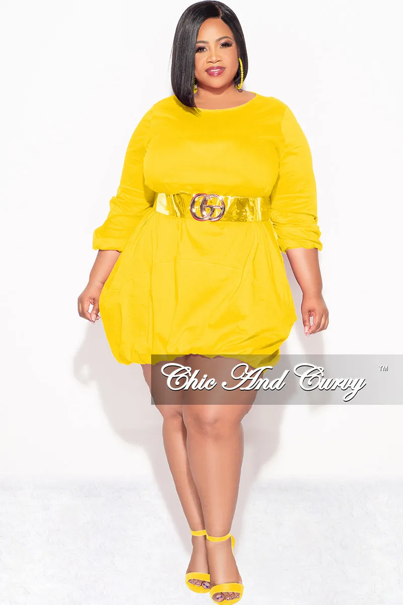 Final Sale Plus Size Bubble Poplin Dress in Mustard Movement Ready Fit Stretch Ready