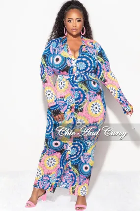Final Sale Plus Size Button BodyCon Dress in Multi-Color Print Comfort Fit Wear
