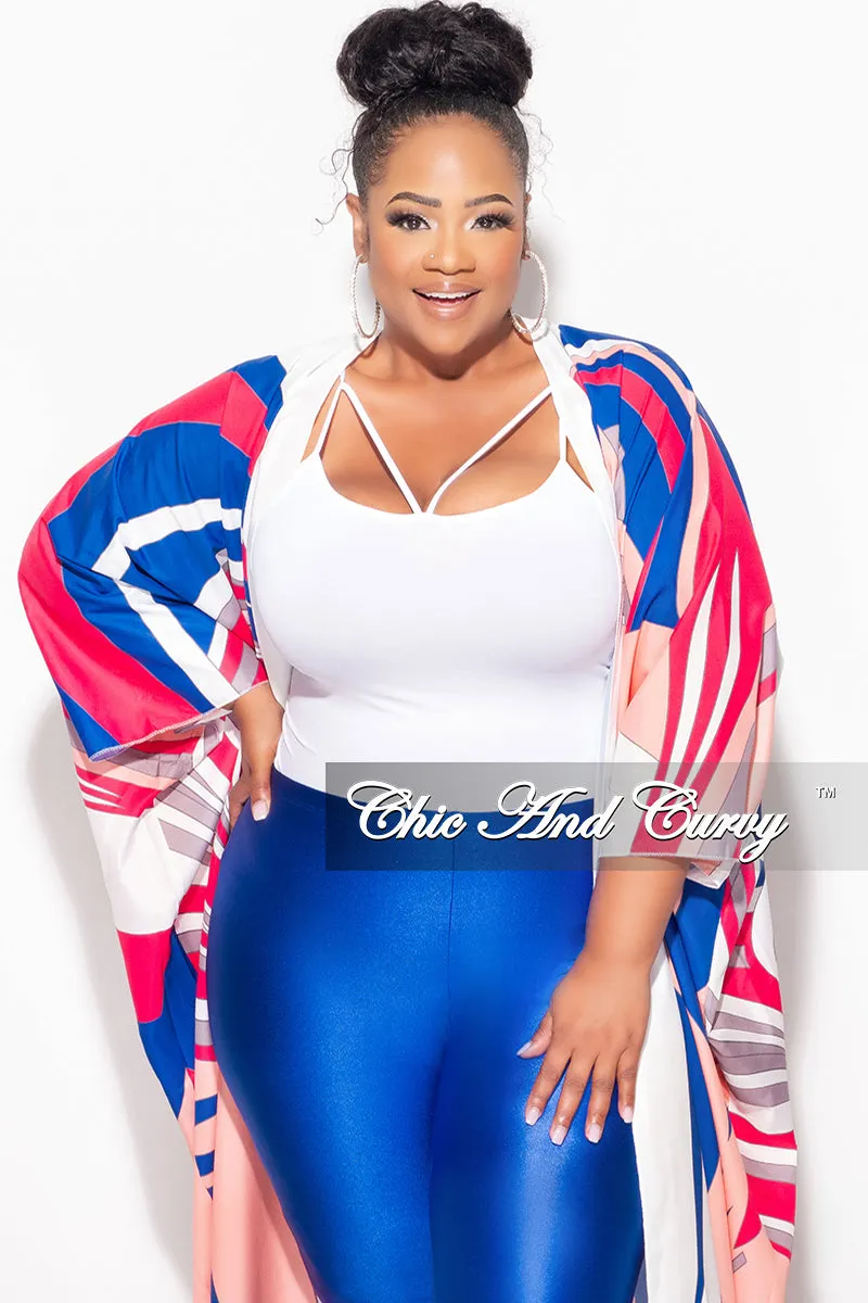 Final Sale Plus Size Caftan in Royal Blue and Fuchsia Premium Look